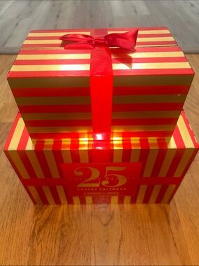 Macy's Red and Gold Striped Gift Box Set